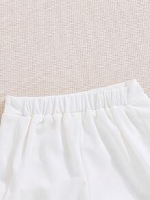 SHEIN 年轻女孩时尚 3D 花朵背心和纯色蝴蝶结裙子 2 件套 - 彩色 - 查看 6