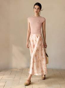 MOTF PREMIUM TOP AJUSTADO SLIM FIT CON DETALLES FLORALES DE CUENTAS Y MANGAS DE MURCIÉLAGO