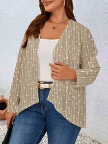 SHEIN LUNE Áo len dệt kim thông thường cỡ lớn dành cho nữ, dài tay, thích hợp cho mùa thu - Màu Khaki - Xem 6