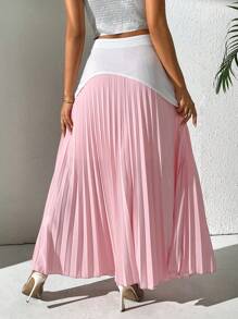 SHEIN LUNE Falda plisada de dos tonos para el verano