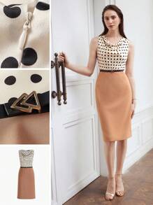 MOTF PREMIUM WOVEN WOMEN'S POLKA DOT PRINTED COWL NECK DRESS,SUMMER OUTFITS