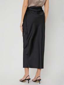 MOTF PREMIUM STRAIGHT DRAWSTRING SKIRT - Black - View 2