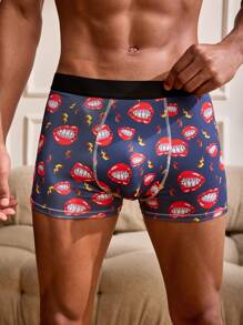 3pcs Men's Lips & Lightning Printed Boxer Briefs Set - Multicolor - View 3