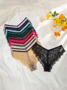12 Piezas Bragas Triangulares De Moda En Forma De V De Encaje Para Uso Diario