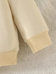 Áo nỉ dài tay thường ngày xuân thu cho bé trai có thêu mặt cười và chữ - Màu be - Xem 5