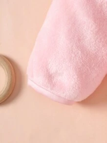 SHEIN 女婴睡衣，可爱柔软粉色兔子，睫毛刺绣眼睛和灵活耳朵设计，长袖连帽连体衣家居服 - 粉色 - 查看 3