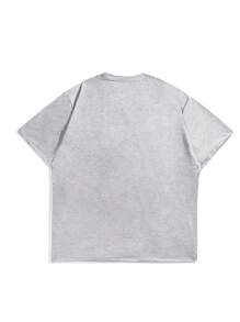 男士休闲字母印花短袖T恤，夏季 - 灰色 - 查看 4