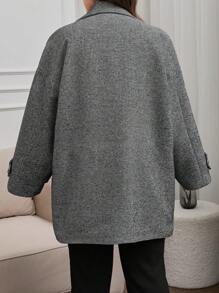 RueChic Cappotto oversize in cotone da donna con collo a bavero, spalle scoperte e doppio bottone