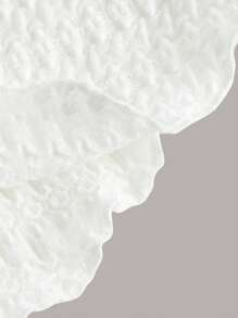 SHEIN X KeniaOs SHEIN ICON 前开襟荷叶边袖蝴蝶结细节短款 T 恤 - 白色 - 查看 8