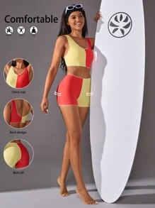 VARSITIE Sports Summer Surfing Basic Chest Cup With TANK TOP AND SHORTS SET - Multicolor - View 1