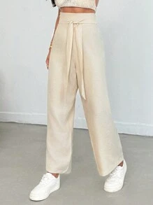 RueChic 女款純色彈性腰帶長褲