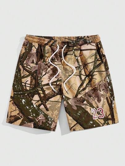 Street Life Men's Printed Denim Shorts, Suitable For Daily Wear In Spring And Summer