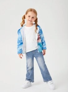 Young Girl Long Sleeve Cute Print Jacket For Daily Wear - Blue - View 5