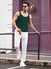 Manfinity VCAY Men's Loose Casual Knit Vest - Dark Green - View 5