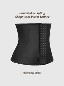 SHAPORA Shaping Waist Trainer Shapewear Body Shaper With Adjustable 3-Level Closure -Tummy Waist Control - Black - View 2