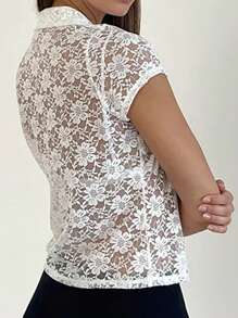 SHEIN Essnce 女士白色蕾絲開衫上衣