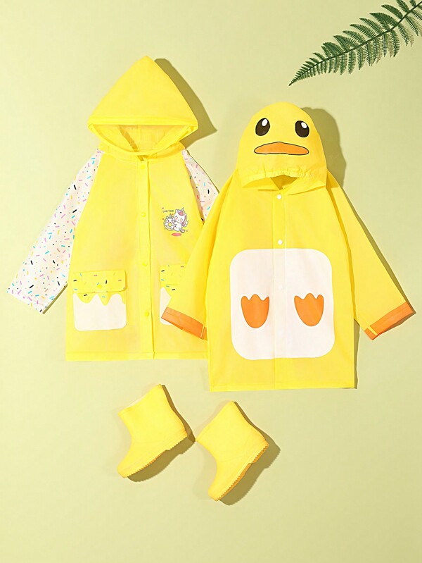 Children's Cute Printed Outdoor Hiking Raincoat, Waterproof And Rainproof For School And Play