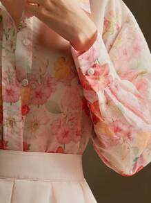 Anewsta Printed Beach Vacation Long Sleeve Floral Shirt - Multicolor - View 8