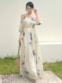 EastFlair Women's Simple Everyday Chinese Style Tie Dye Dress