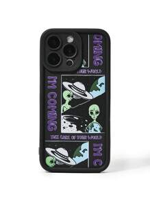 Slampz std Funda de teléfono con diseño de letras oscuras y patrón alienígena de artista, para vacaciones - Multicolor - Ver 1