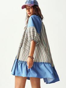 Bohemela Vestido de vacaciones de diseño de parche con rayas para mujer