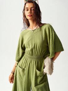 Bohemela Vacation Loose Batwing Sleeve Jumpsuit For Women - Grey - View 6
