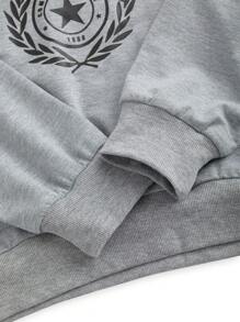 SHEIN Conjunto de 2 piezas: Sudadera holgada de manga larga impresa y Pantalones deportivos casuales con puños elásticos para correr, hip-hop, danza y otros deportes de niña con estilo y versatilidad para primavera y otoño