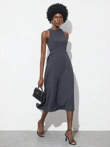 Maija 女士圓領純色無袖休閒夏季裙