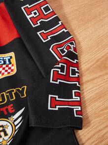 SHEIN Leap Crew Tween Boy Sports Car Printed Long Sleeve T-Shirt - Black - View 4