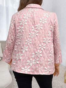 SHEIN Unity Plus Size Women Long Sleeve Lapel Blazer For Commuting - Pink - View 2