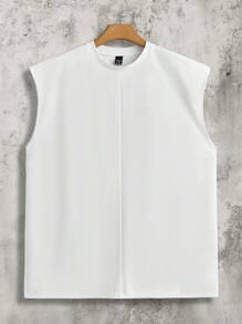 Manfinity NXTstreet 3 cái/bộ Bộ đồ thể thao dệt kim nam, áo thun cổ tròn + áo ba lỗ, phong cách thường ngày, thích hợp cho mùa hè - trắng - Xem 3