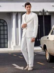 Manfinity VCAY Men's Woven Double Button Business Suit Jacket, Slim Fit, Suitable For Office - Multicolor - View 4