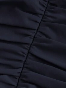 SHEIN MOD Navy Date Night Side Cross Tie Solid Pleated Long Dress,Brunch,Birthday,Back To School,Work,Summer Dresses For Women,Tea Party Dress