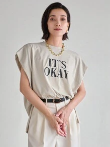 FRIFUL Women's Summer Slogan Print Round Neck Batwing Sleeve Casual T-Shirt,Graphic Tees