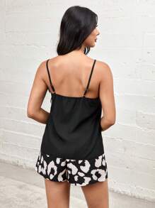SHEIN LUNE Summer Women's V-Neck Cami Top With Waist Tie Shorts Set