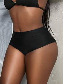 SHEIN Slayr Cut Out Solid Summer Beach Briefs Bikini Bottom - Black - View 4
