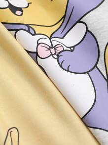 DAZY Cute Cartoon Pattern Printed Round Neck Long Sleeve Top And Pants Set - Yellow - View 9