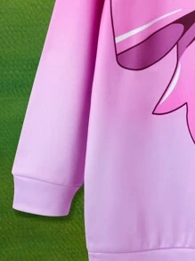 SHEIN Váy áo dài tay in chữ ombre dễ thương và đa năng dành cho nữ - Hồng - Xem 4