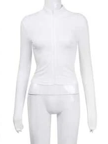 INAWLY Women's Solid Color Simple Style Daily Long Sleeve Jacket Fall Winter Cloth For Women - White - View 5