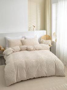 3pcs Beige Polyester Cut-Out Duvet Cover Set