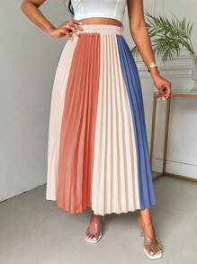 Chiquease Women's Color Block Pleated Skirt - Multicolor - View 7