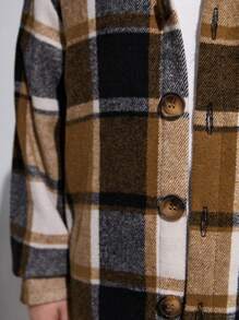 SHEIN Tween Boys Extended Size Hooded Plaid Jacket