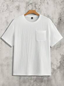 Manfinity VCAY 3pcs Men's Loose Drop-Shoulder Knit Casual Short Sleeve T-Shirt With Round Neck Suitable For Summer - White - View 2