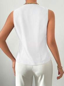 Chiquease Black Short Vest Suit Jacket - White - View 2