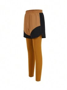 SHEIN 青少年男孩舒適彈性透氣排汗簡約訓練跑步騎行運動編織長褲