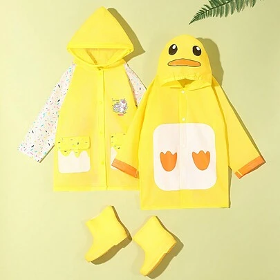 Children's Cute Printed Outdoor Hiking Raincoat, Waterproof And Rainproof For School And Play