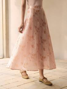 MOTF PREMIUM LEAF PRINT TEXTURED A LINE SKIRT