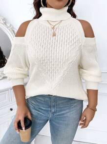 Calvaya 特大碼女士純色簡約開肩針織毛衣外套，日常穿搭必備