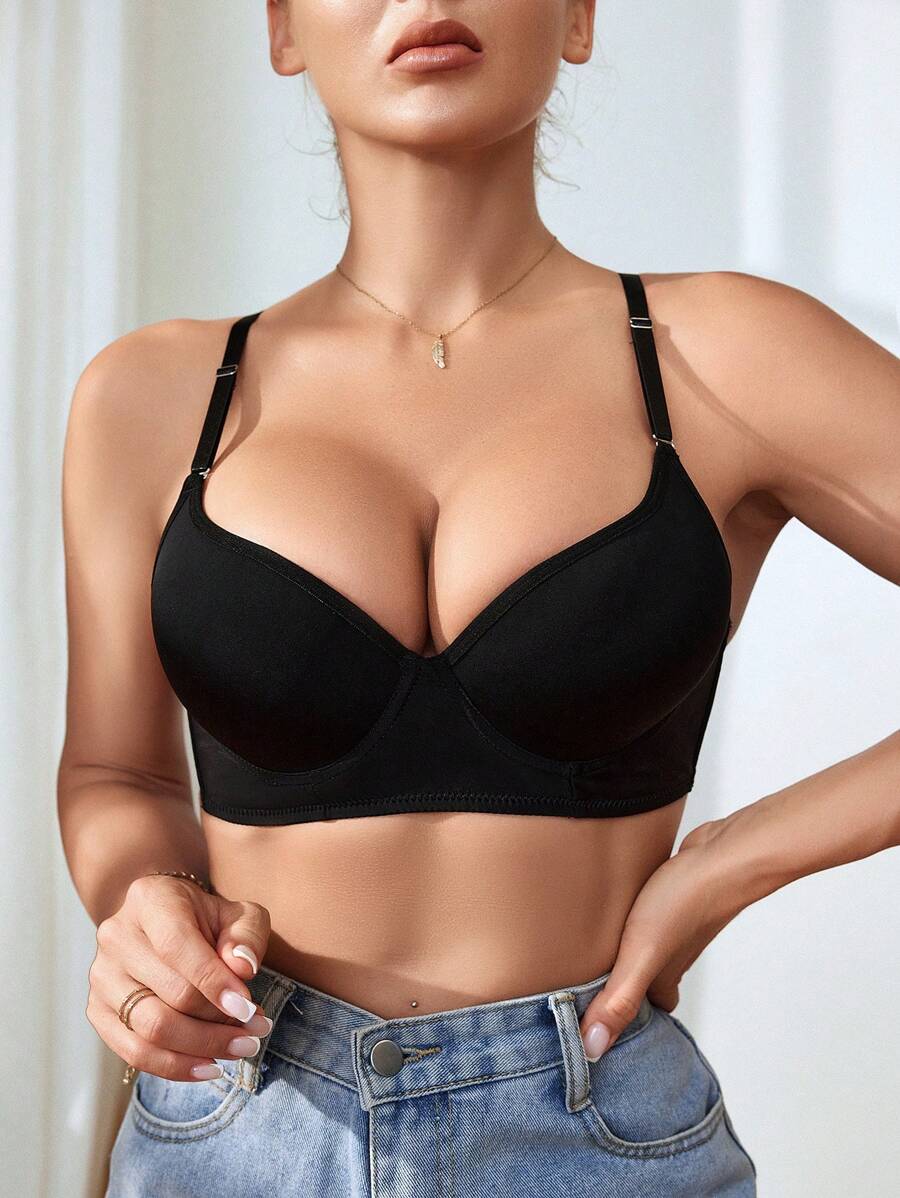 SHEIN U-Shaped Push-Up Backless Women's Bra - Black - View 1