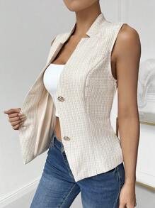 Chiquease 女式無袖羊毛背心西裝外套 - 杏色 - 查看 3